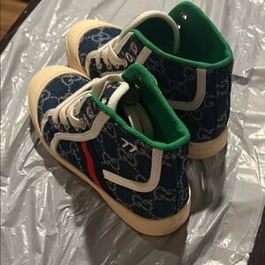 Kids Blue and Green High-Top Sneakers